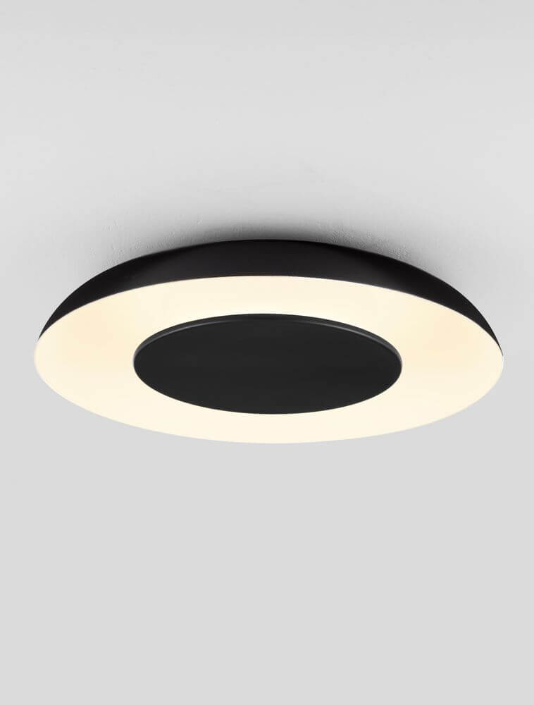 Epos Deckenleuchte Ø 40cm 2700, 4000K in Schwarz/Gold mit dimmbarer TRIAC-Funktion.