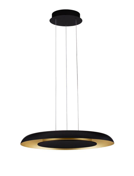 Epos Pendelleuchte Ø 60cm 2700, 4000K schwarze LED-Pendelleuchte mit goldfarbenem Lichtring
