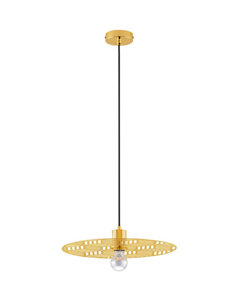 Eres Pendelleuchte in Gold mit modernem Design und transparenter Glühbirne, ideal für stilvolle Innenräume.