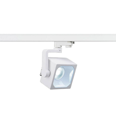 Euro Cube LED Spot 60° in Weiß, schwenkbar für 3Phasen Hochvolt-Schienen-System.