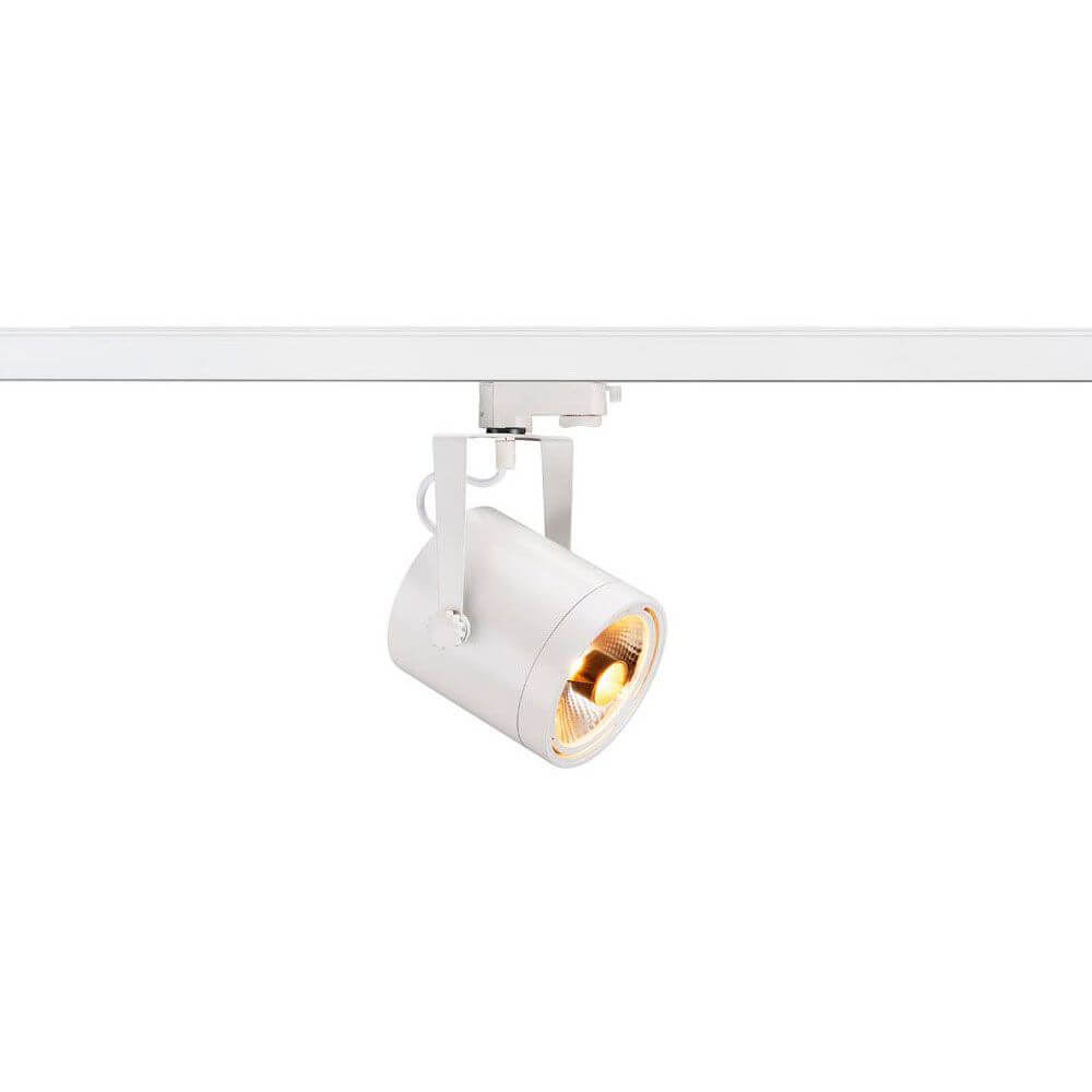 EuroSpot ES111-spotlight GU10 maks. 75W inkl. 3-fase-adapter rund hvit på høyvolt skinnesystem.
