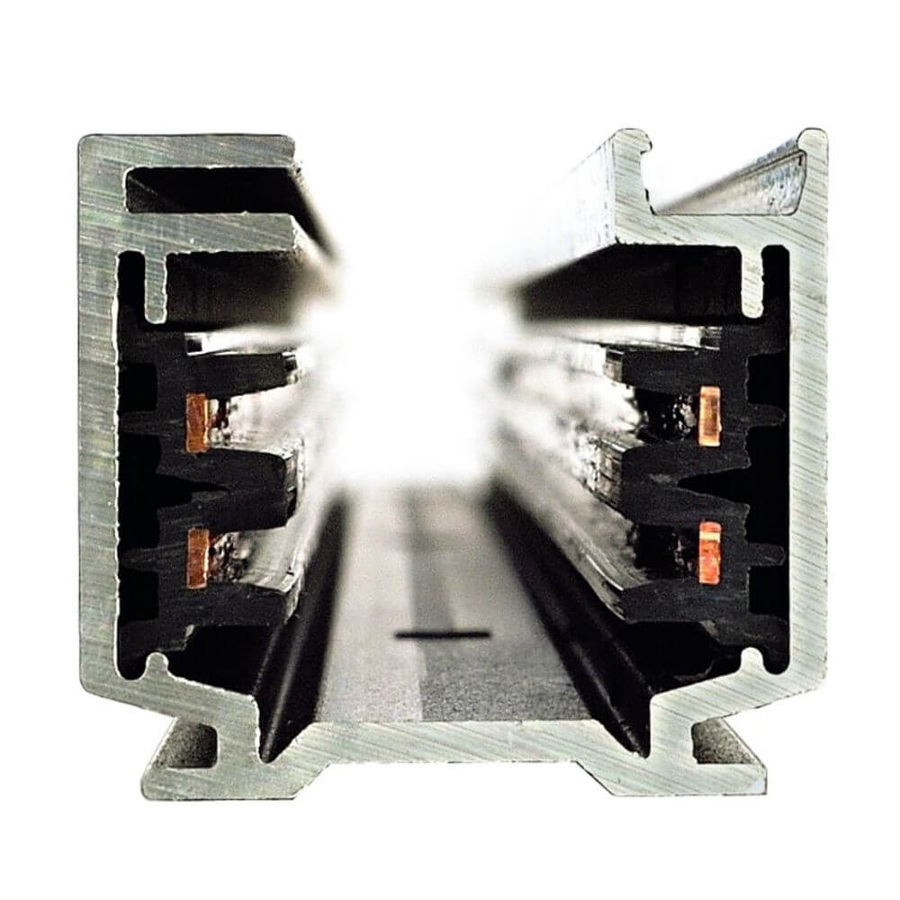 Eutrac 3-Phasen Stromschiene 2 Meter Schwarz, Aluminium Trägerschiene, Hochvolt 3Phasen-Aufbauschienen-System