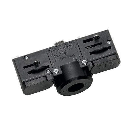 Eutrac 3-Phasen Schienenadapter Schwarz inkl. Zubehör für Hochvolt-Schienen-System, schwarzer Leuchtenadapter