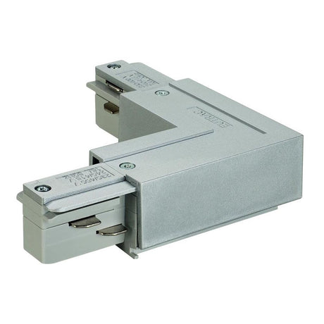 Eutrac L-Verbinder Erde Innen Silbergrau für Hochvolt 3Phasen-Aufbauschienen-System