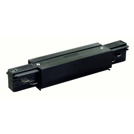 Eutrac Längsverbinder mit Einspeisemöglichkeit Schwarz für 3Phasen-Aufbauschienen-System, starrer Verbinder