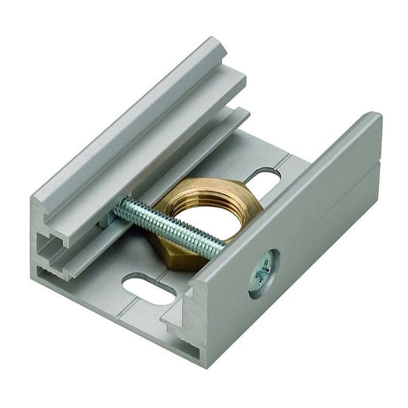 Eutrac Pendelclip für 3-Phasenstromschiene Silbergrau mit M13 Innengewinde für Seil- und Pendelabhängung