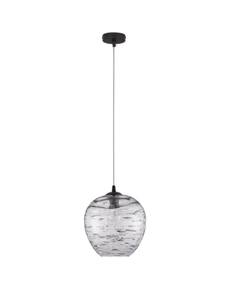 Evleen Pendelleuchte Ø 25cm Schwarz, Grau: moderne Glas-Pendelleuchte mit kugelförmigem Schirm