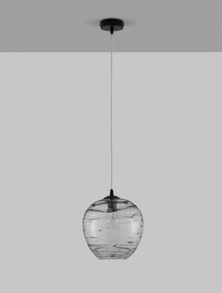 Evleen Pendelleuchte Ø 25cm Schwarz, Grau - elegante Glasleuchte für wohnliche Atmosphäre.