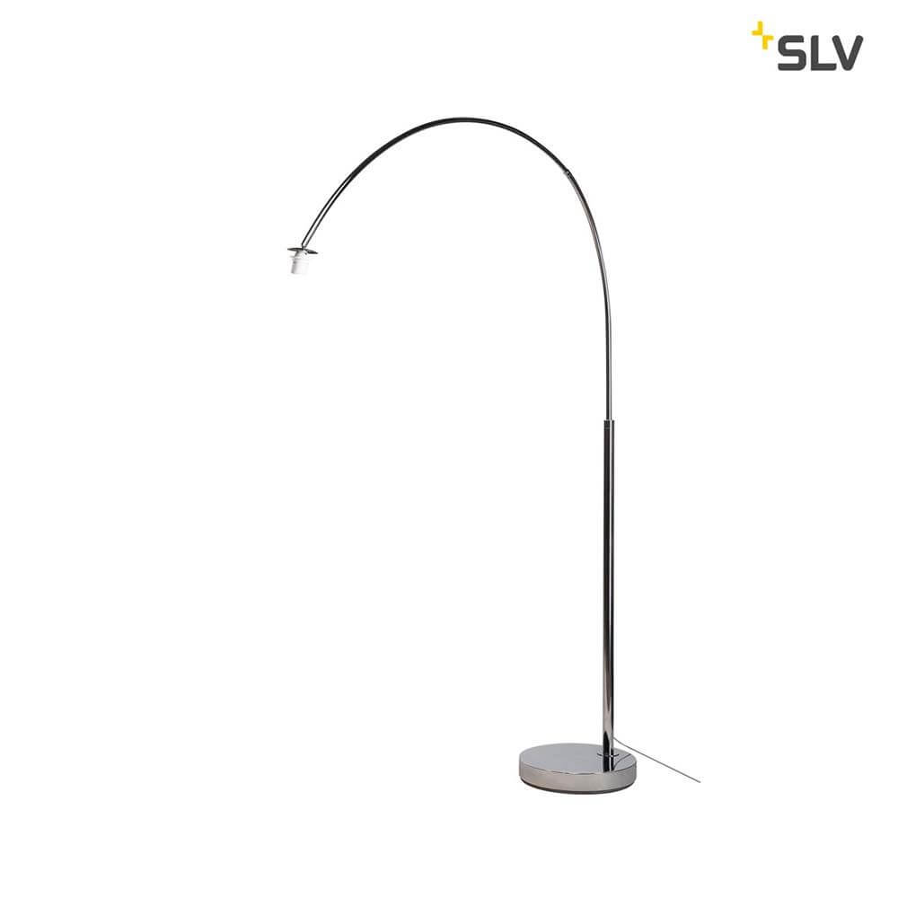 Fenda Bow Basis E27 Bogenlampe Chrom (ohne Schirm) in modernem Design mit chrom farbenem Bogenarm.