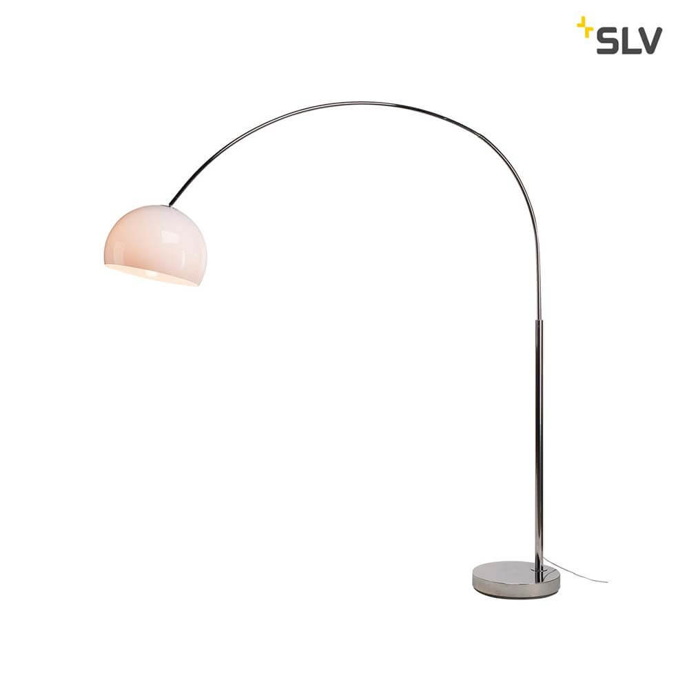 Fenda Bow Basis E27 Bogenlampe Chrom (ohne Schirm) im eleganten Design mit chromfarbigem Bogenarm.