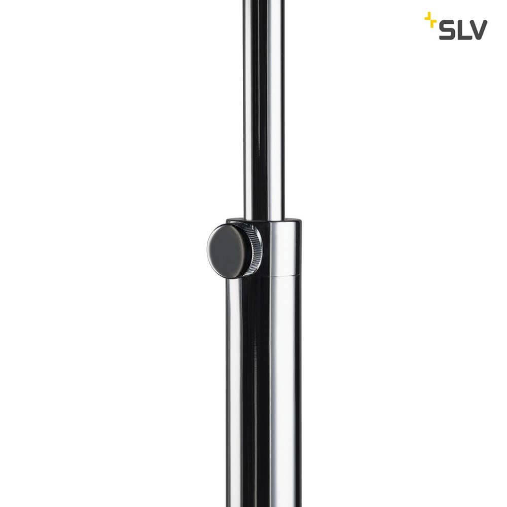Fenda Bow Basis E27 Bogenlampe Chrom (ohne Schirm) - Detailansicht des verchromten Lampenarms.