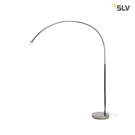 Fenda Bow Basis E27 Bogenlampe Chrom (ohne Schirm) in modernem Design mit chromfarbener Oberfläche.