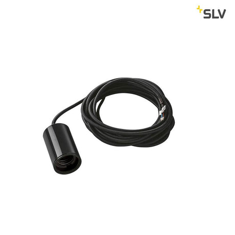 Fitu Pendelleuchte A60 Rund Schwarz 5m Kabel, schwarze Pendelleuchte mit E27 Sockel und offenem Kabelende