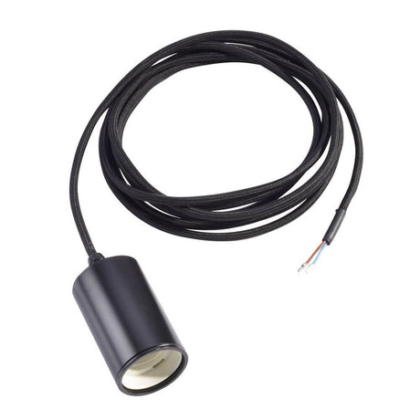 Fitu E27 Rund pendel E27 2,5m kabel med åben kabelende og fleksibel installation.