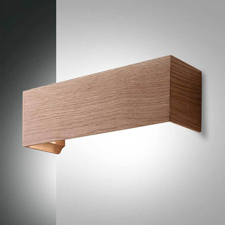 Badia LED Wandleuchte Braun in modernem Design aus Holz für stilvolle Beleuchtung.
