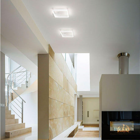 Bard 3000k LED Deckenleuchte Weiß in modernem Raumdesign mit elegantem Kamin.