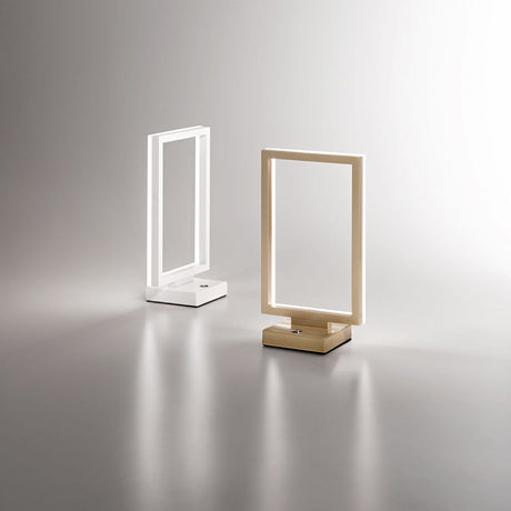 Bard LED Tischleuchte in Weiß und Gold, dimmbar, blendfreies Licht, modernes Design, hochwertige Acrylglasabdeckung.