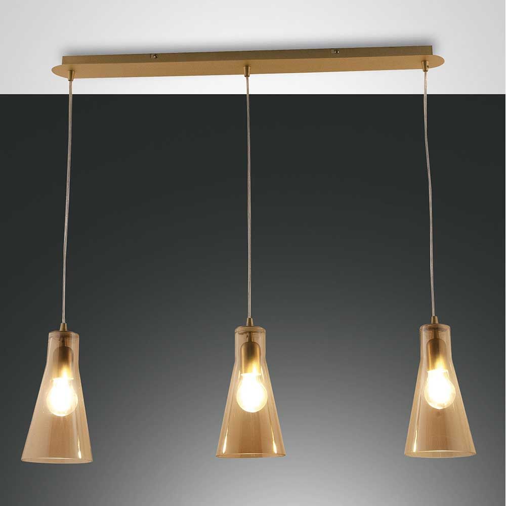 Dafne Pendellampe 3-flammig mit modernem, elegantem Design und Glaslampenschirmen für stimmungsvolle Beleuchtung.