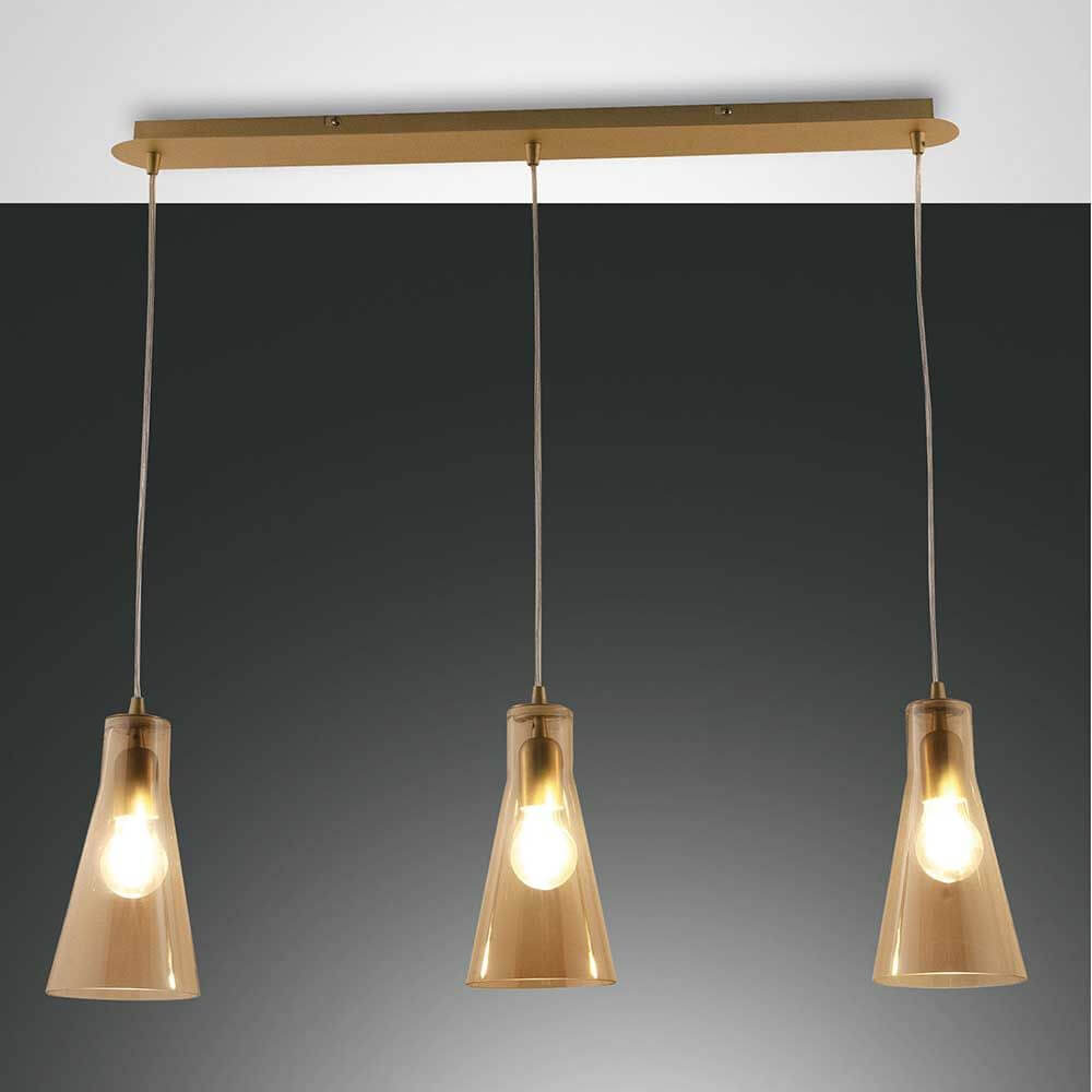 Dafne Pendellampe 3-flammig mit transparenten Lampenschirmen und elegantem Design für stilvolle Beleuchtung.