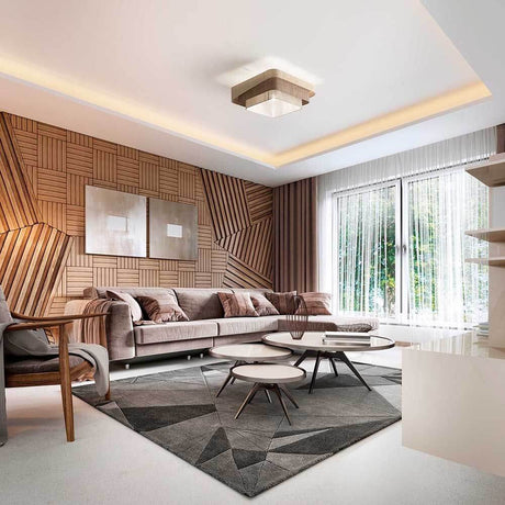 Moderne Wohnzimmereinrichtung mit Deckenlampe Camargue Beige und stilvollem Möbeldesign.