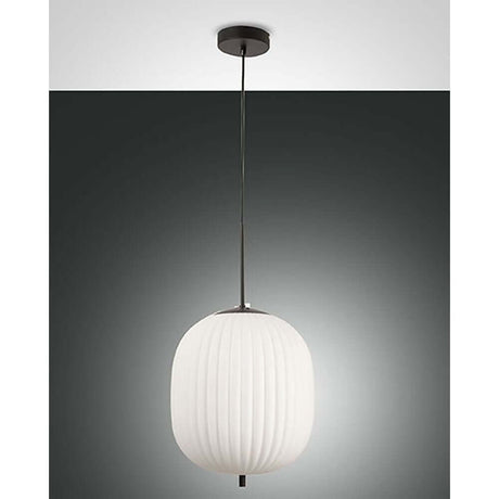 Domizia Pendelleuchte Geblasenes Glas im trendigen Schwarz/Weiß Look mit stylischem Opalglas.
