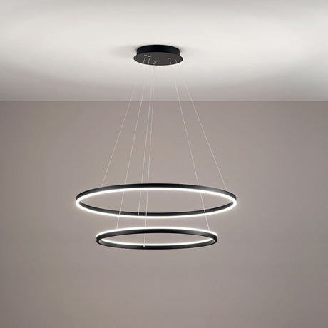 Giotto LED pendant lamp ring black, modern pendant light with dimmable warm white light color.
