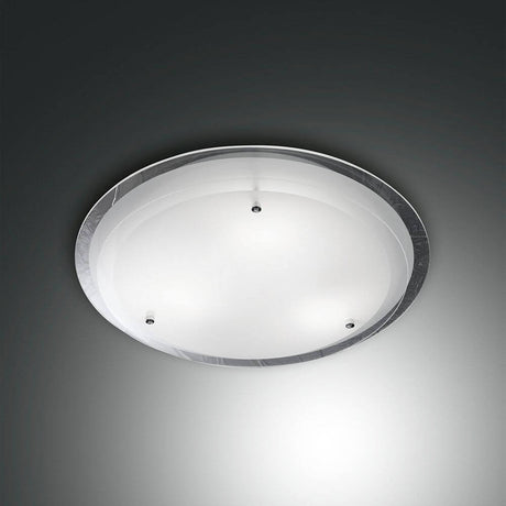 Hill Deckenleuchte aus Metall & Glas, runde Deckenleuchte mit elegantem Design und Glasoberfläche.