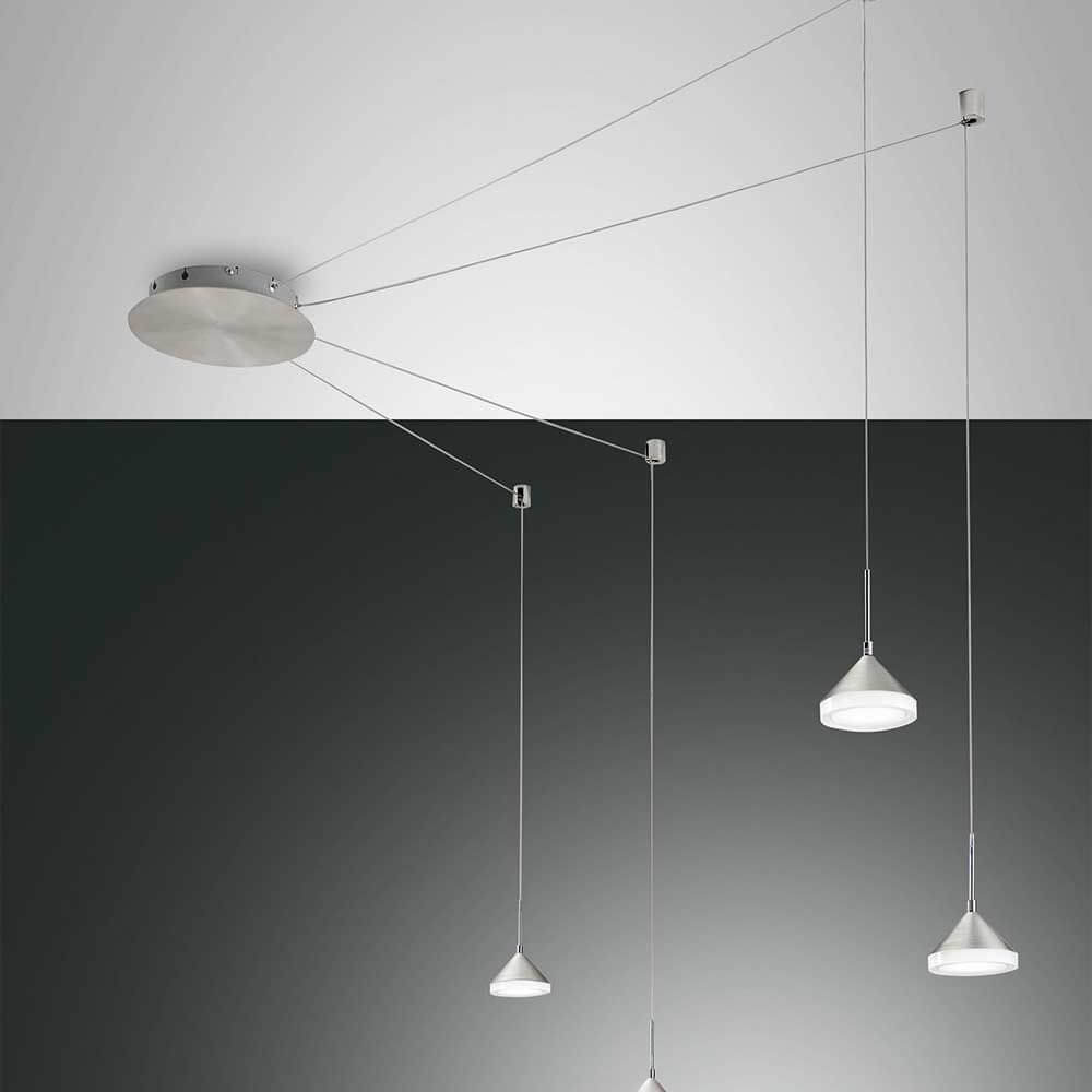 Bild der Isabella LED Pendelleuchte mit modernen hängenden Lampenschirmen in elegantem Design.