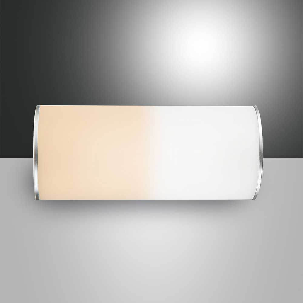 LED Akku Tischleuchte Thalia in modernem Design, beleuchtet mit warmem und kaltem Licht.