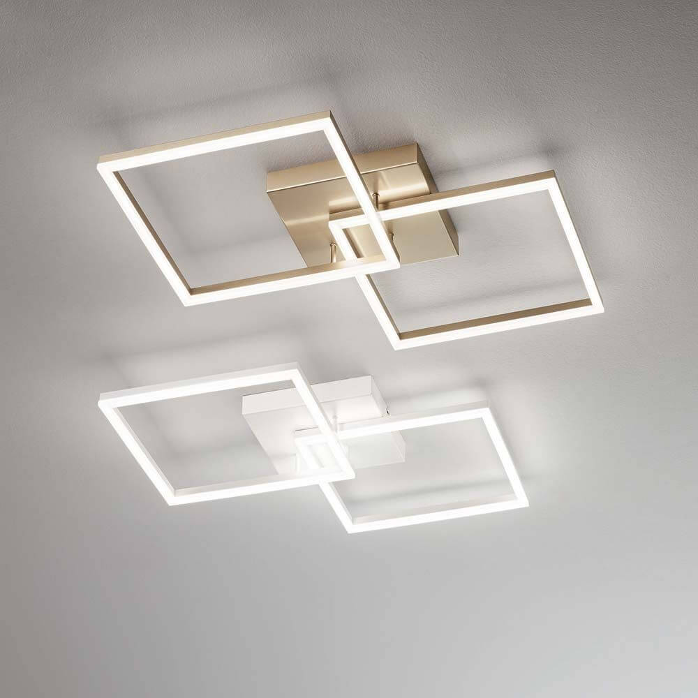 LED Deckenlampe Bard 5400lm Gold-Edelmatt in modernem Design mit quadratischen Leuchtflächen
