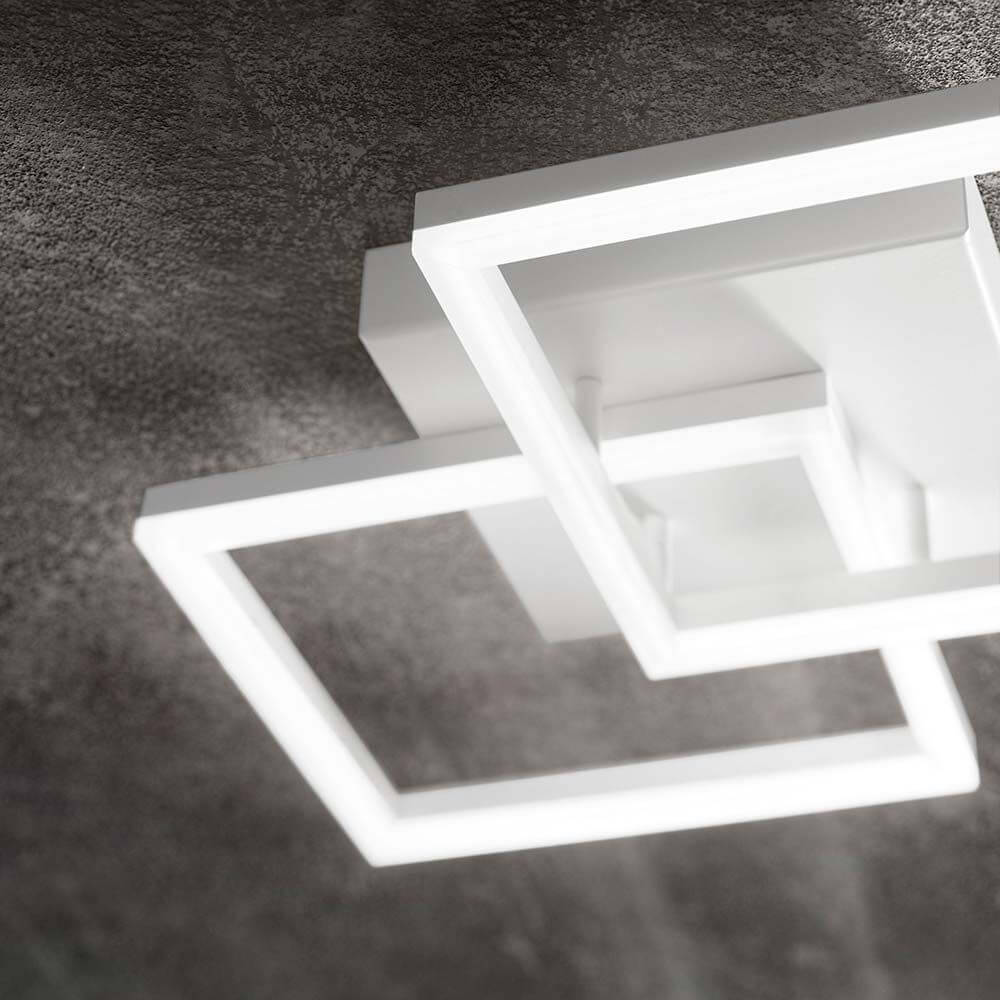 LED Deckenleuchte Bard 3510lm Weiß mit eckigem, modernem Design und heller Lichtverteilung