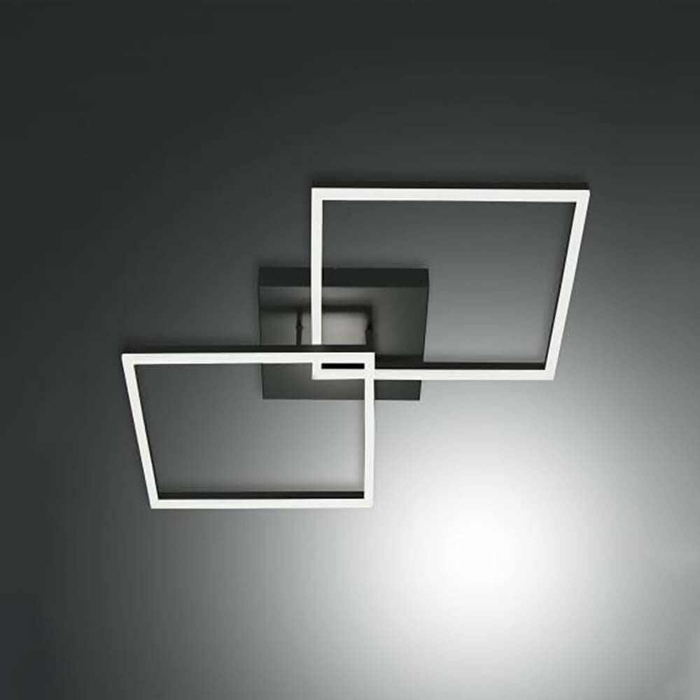 LED Deckenlampe Bard 65x65cm Schwarz - Moderne geometrische Lampe mit dimmbarer LED-Technik.