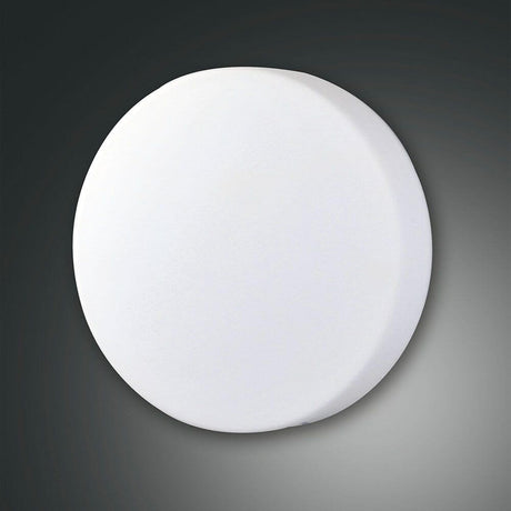 LED Deckenleuchte Graff aus Metall in runder, schlichter Form auf dunklem Hintergrund.