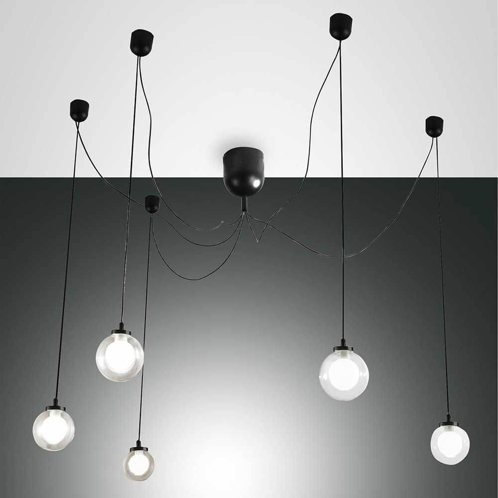 LED Pendellampe Blog aus Metall mit mehreren hängenden Kugelleuchten in modernem Design