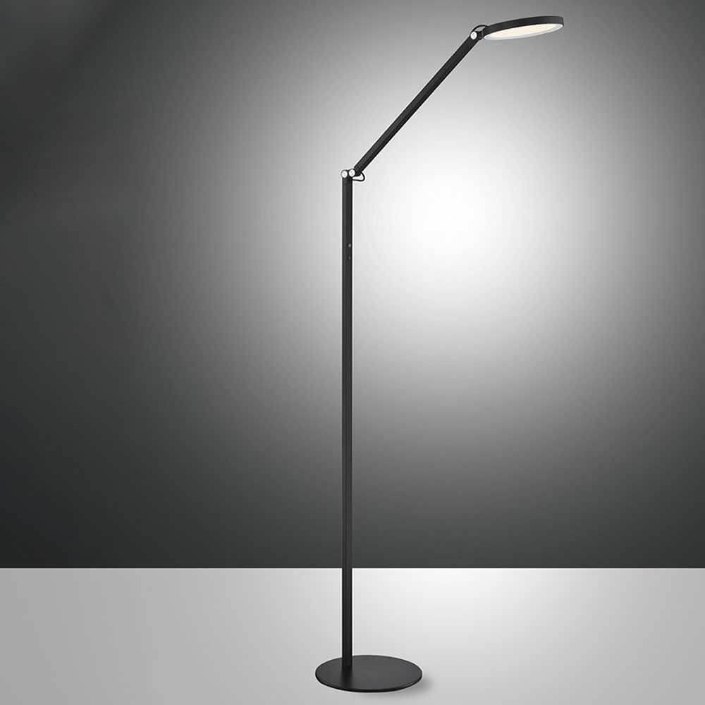 Moderne LED Stehleuchte Regina Metall in Schwarz mit flexiblem Design für stilvolle Beleuchtung.