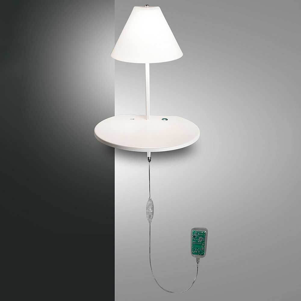 LED Wandlampe Goodnight Metall an der Wand mit Fernbedienung und modernem Design.