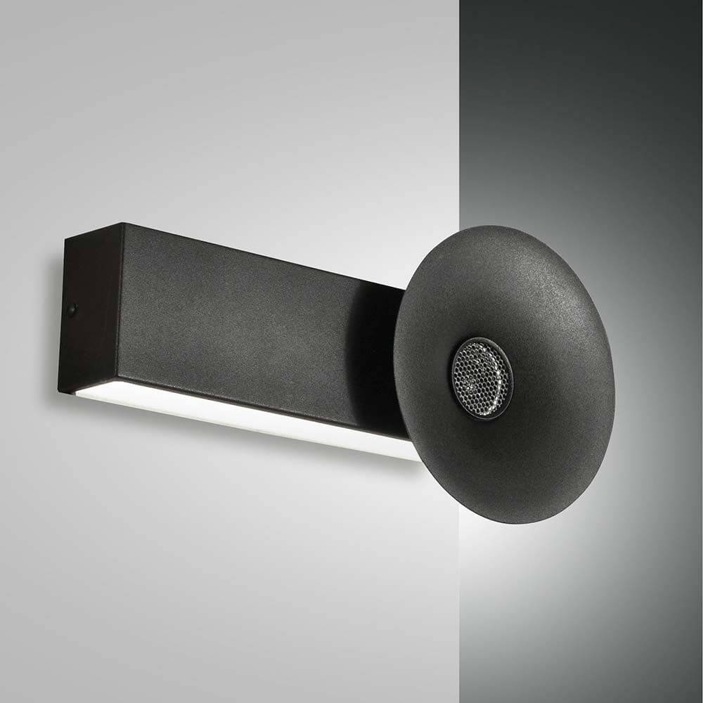 LED Wandleuchte Aretha mit Lautsprecher 1800lm Schwarz - moderne Wandleuchte in elegantem Schwarz mit Bluetooth.