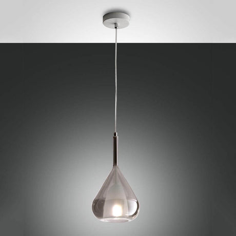 Lila extravagante Pendelleuchte aus Rauchglas, elegante Hängelampe in modernem Design mit Rauchglas.
