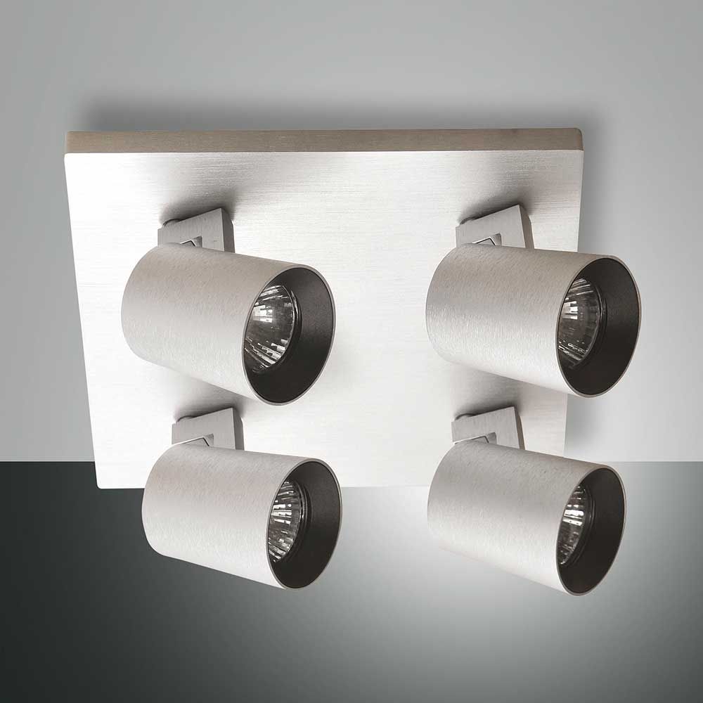 Moderne Modo Wandspot GU10 Metall Leuchte mit vier Strahlern, ideal für stilvolle Innenräume.