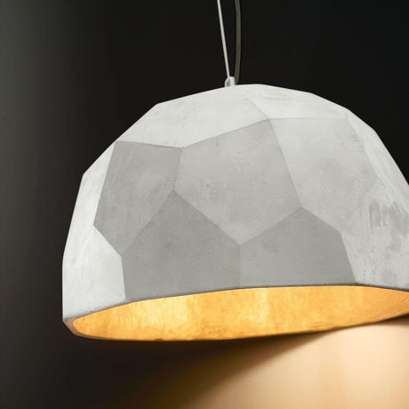 Pendellampe Bloom Ø 35cm in modernem Design mit grauem außen und goldenem Innenlicht.