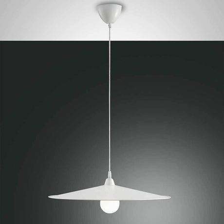Pendellampe Kasa aus Metall, moderne weiße Lampe mit schickem Design, hängend von der Decke.