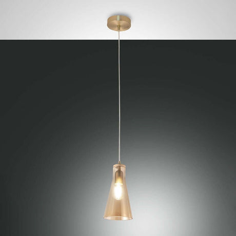 Pendelleuchte Dafne Ø 14cm in elegantem Design mit goldenem Schirm und hängender Aufhängung.