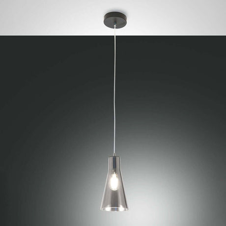 Pendelleuchte Dafne Ø 14cm in modernem Design mit transparentem Lampenschirm und Hängesystem.
