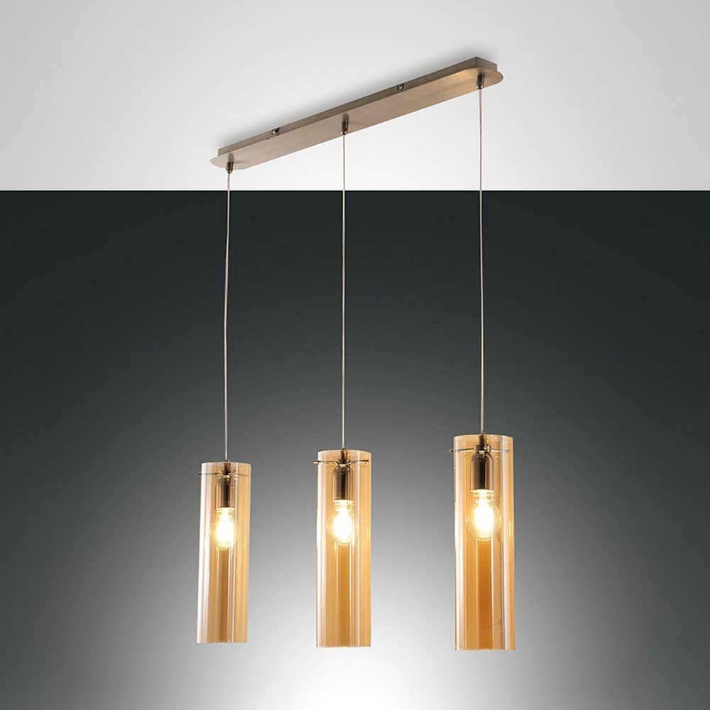 Pendelleuchte Sintesi mit 3 Glaszylindern, moderner Beleuchtung für stilvolle Räume.