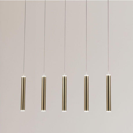 Prado LED Metall Pendelleuchte im Röhrenstil mit Ober- und Unterlicht, modernes Design, fünf hängende Leuchten.