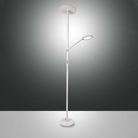 Regina LED Stehlampe 2-flammig in modernem Design mit flexiblem Lichtarm und eleganter Weißer Oberfläche.