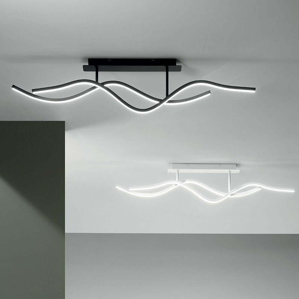 Sinuo LED Deckenlampe 2-flammig Gewellt in Doppelwellenform für modernes Wohndesign