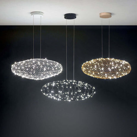 Sumter LED Hängelampe Metall in drei eleganten Designs, perfekt für moderne Wohnräume.