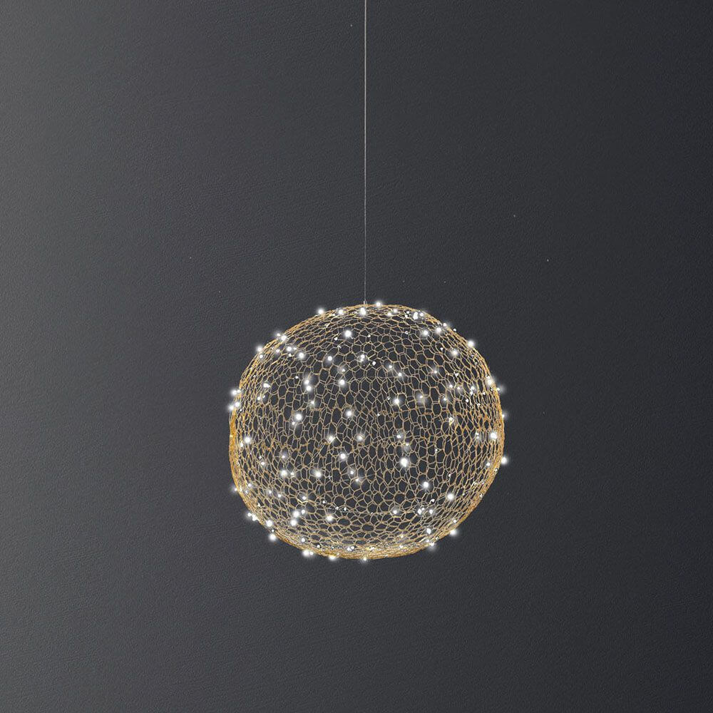 Sumter LED Pendelleuchte Ø 50cm Ball in modernem Draht-Look, dekorativ und handgefertigt.