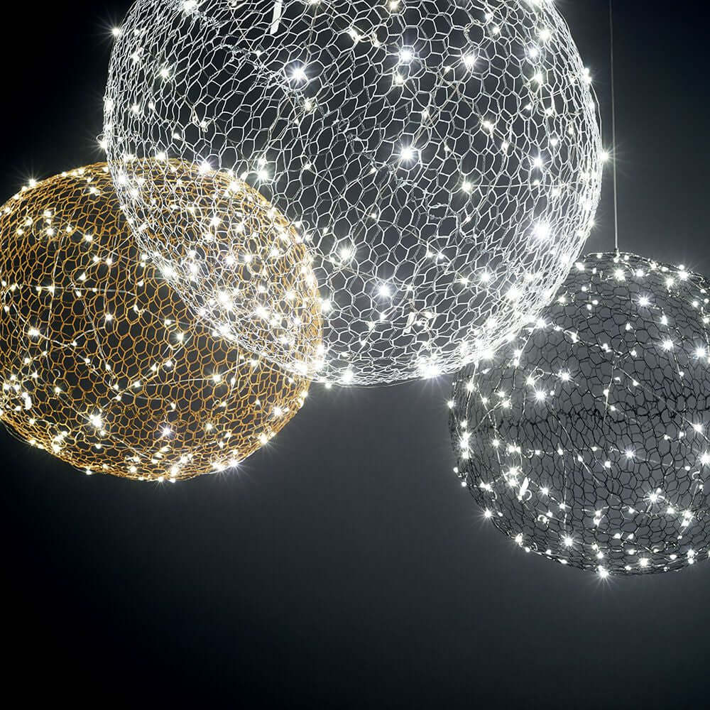 Sumter LED Pendelleuchte Ø 50cm Ball in drei verschiedenen Farben, handgefertigte Draht-Lampe mit Lichteffekten.